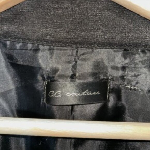 CC Couture Fitted Ruffle Collar Wrap Belted Satin Velvet Black Jacket Size Small - Picture 6 of 14